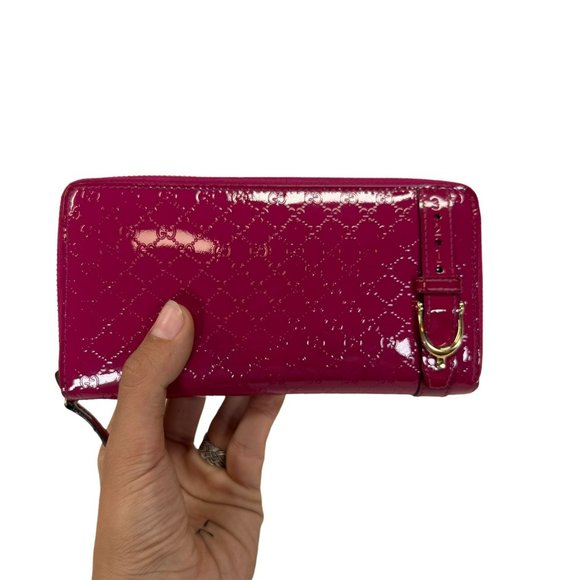 Authentic Gucci Wallet Long Micro Shima GG Logo Zip Around Pink GG Vintage - Picture 4 of 9